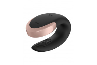 Черный вибратор для пар Double Love с возможностью управления через пульт и приложение Черный вибратор для пар Double Love с возможностью управления через пульт и приложение