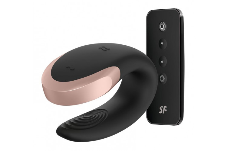 Черный вибратор для пар Double Love с возможностью управления через пульт и приложение Черный вибратор для пар Double Love с возможностью управления через пульт и приложение