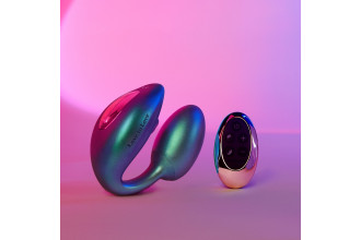 Бирюзовый вибратор для пар Wonderlover