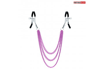 Оригинальные зажимы на соски с тройной розовой цепочкой