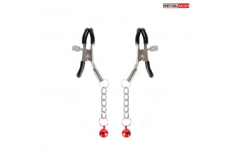 Серебристые зажимы на соски с шариками на цепочках