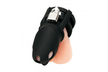 Черная клетка для пениса Silicone Small 2 in Cock Cage With Ball Divider