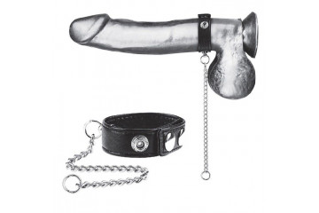 Утяжка на пенис с поводком Snap Cock Ring With 12 Leash