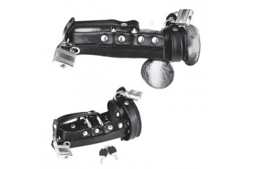 Плотная черная сбруя целомудрия для пениса на замочке