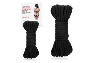 Черная хлопковая веревка для связывания Bondage Rope - 10 м.
