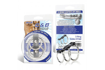 Хомут на пенис из трех металлических колец 3 RING GATES OF HELL