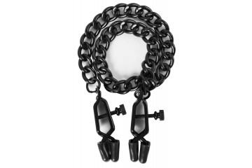 Чёрные зажимы на соски Alabama Crossover Nipple Clamps с цепью