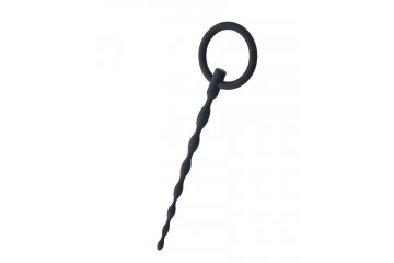 Чёрный уретральный плаг с кольцом