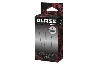 Черные зажимы на соски и клитор на цепочке Deluxe Nipple & Clit Clamps