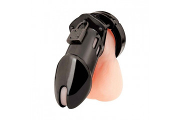 Черная акриловая клетка целомудрия для члена с замком