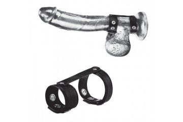 Утяжка на пенис с клёпками Duo Snap Cock And Ball Ring