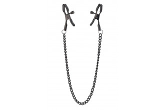Черные зажимы на соски на цепочке Deluxe Nipple Clamps