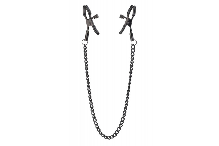 Черные зажимы на соски на цепочке Deluxe Nipple Clamps