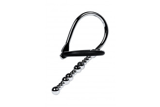 Серебристый уретральный плаг-бусины TOYFA Metal с мягким фиксириющим кольцом