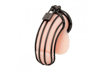 Черная металлическая клетка для члена с замком