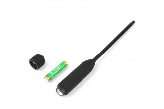 Черный уретральный виброплаг Silicone Vibrating Urethral Dilator - 21 см.