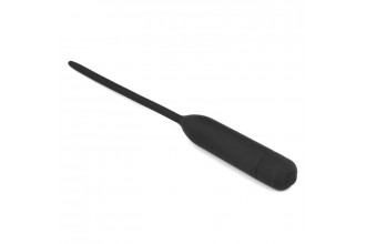 Черный уретральный виброплаг Silicone Vibrating Urethral Dilator - 21 см.
