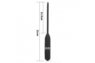 Черный уретральный виброплаг Silicone Vibrating Urethral Dilator - 21 см.