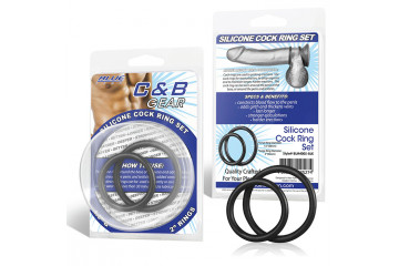 Набор из двух черных силиконовых колец разного диаметра SILICONE COCK RING SET