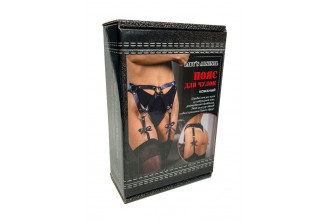 Черный кожаный пояс для чулок с бантами