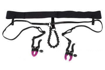 Трусики с зажимами для половых губ и бусинками для массажа промежности