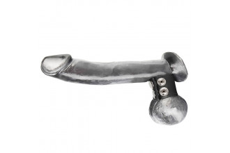 Хомут-утяжка для мошонки из искусственной кожи на клепках SNAP BALL STRETCHER