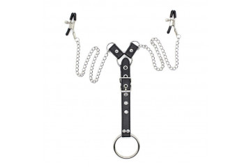 Зажимы для сосков с ремешком и кольцом для пениса