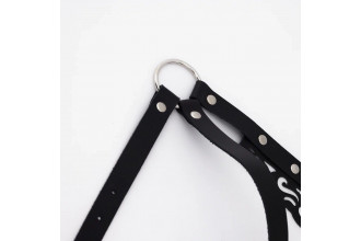 Черная резная портупея с клепками