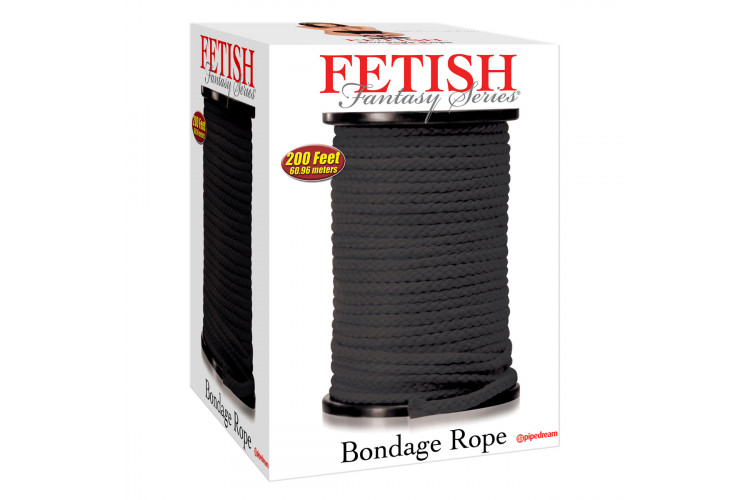 Черная веревка для связывания Bondage Rope - 60,9 м.