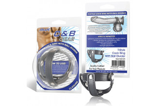 Кольцо на пенис с разделителем мошонки из искусственной кожи на клепках T-STYLE COCK RING