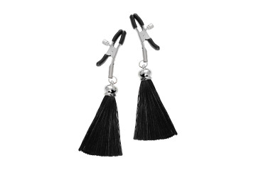 Зажимы на соски «Прищепки» с черными кисточками из шелка