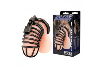 Черная металлическая клетка с замком Deluxe Chastity Cage