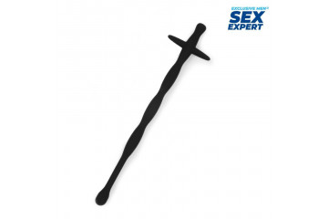 Черный силиконовый уретральный стимулятор - 15 см.