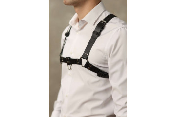 Черная мужская кожаная портупея №4