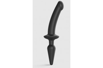 Черный двусторонний фаллоимитатор Strap-On-Me Dildo Plug-In Switch size S