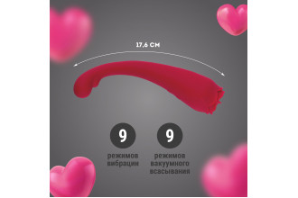Двусторонний стимулятор с вибрацией и вакуумным всасыванием - 17,6 см.