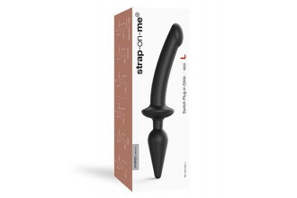 Черный двусторонний фаллоимитатор Strap-On-Me Dildo Plug-In Switch size L