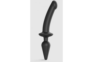 Черный двусторонний фаллоимитатор Strap-On-Me Dildo Plug-In Switch size L