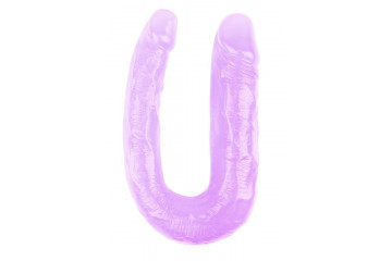 Фиолетовый двусторонний фаллоимитатор Hi-Rubber - 34 см.