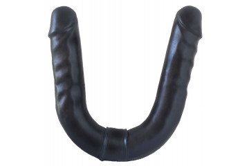 Черный двусторонний фаллоимитатор - 44 см.