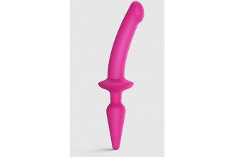 Розовый двусторонний фаллоимитатор Strap-On-Me Dildo Plug-In Switch size S
