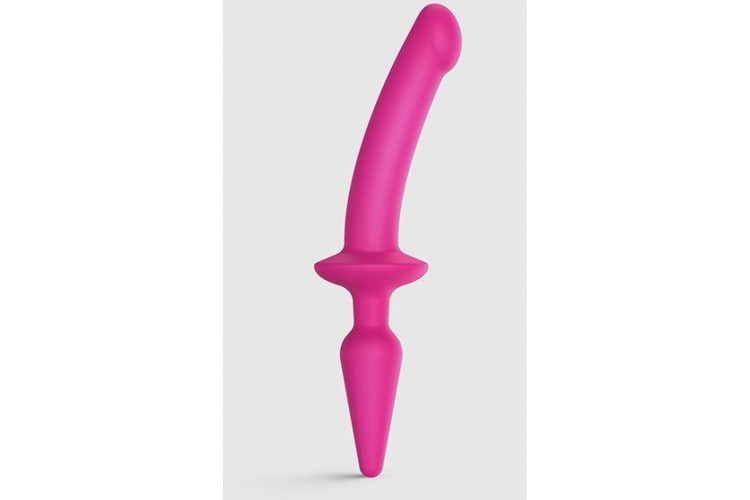 Розовый двусторонний фаллоимитатор Strap-On-Me Dildo Plug-In Switch size S