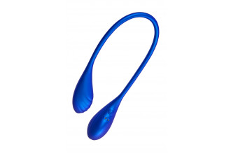 Синий двусторонний вибратор Agamien с управлением через приложение - 46 см.