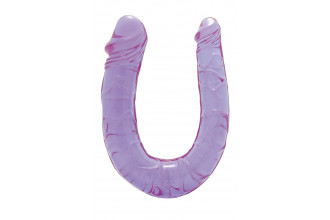 Фиолетовый двойной фаллоимитатор Double Head Dong - 30 см.