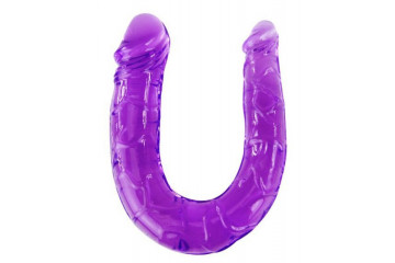 Двухголовый фиолетовый фаллоимитатор - 29,8 см.