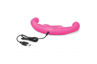 Розовый парный вибратор-кролик Together Vibes - 35,6 см.