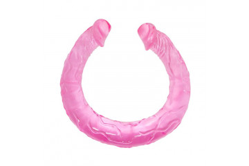 Розовый двухголовый фаллоимитатор Double Dones - 44 см.