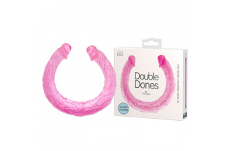 Розовый двухголовый фаллоимитатор Double Dones - 44 см.