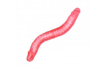 Розовый двусторонний гнущийся фаллоимитатор - 36 см.