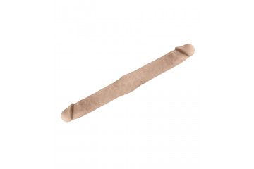 Телесный двусторонний фаллоимитатор Knock-Knock - 38,5 см.